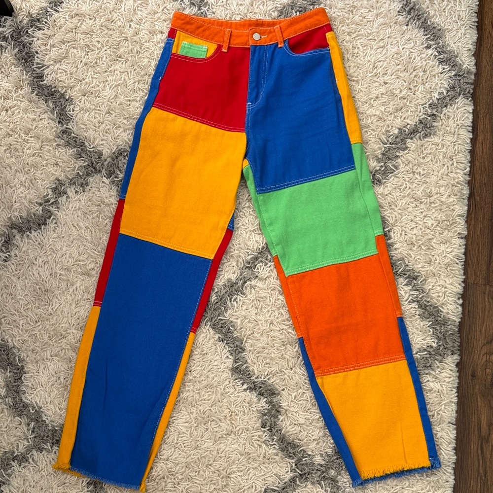 SHEIN Color Block Patchwork Jeans Size 4